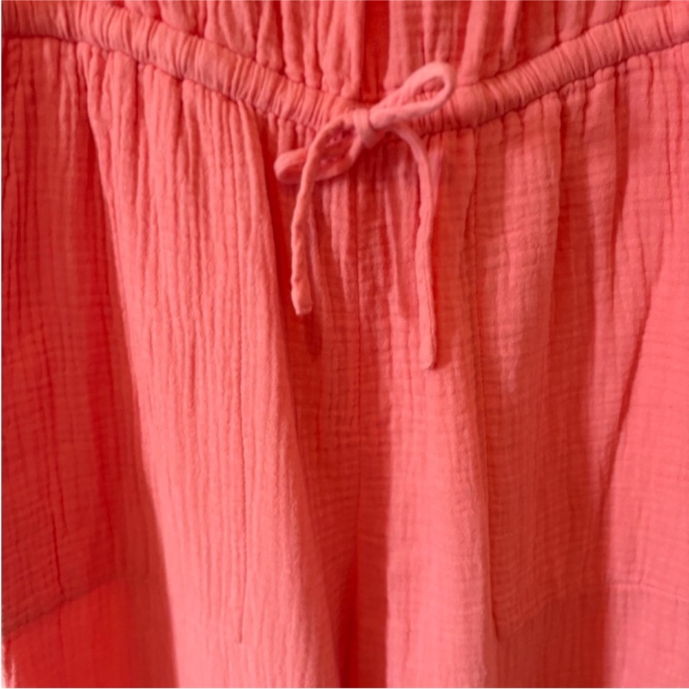 Evereve Gemma Playful Athletic Comfort Gauze Coral Cotton Jogger Jumpsuit L - Picture 8 of 10